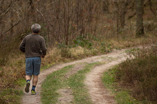 A older person out for a run.